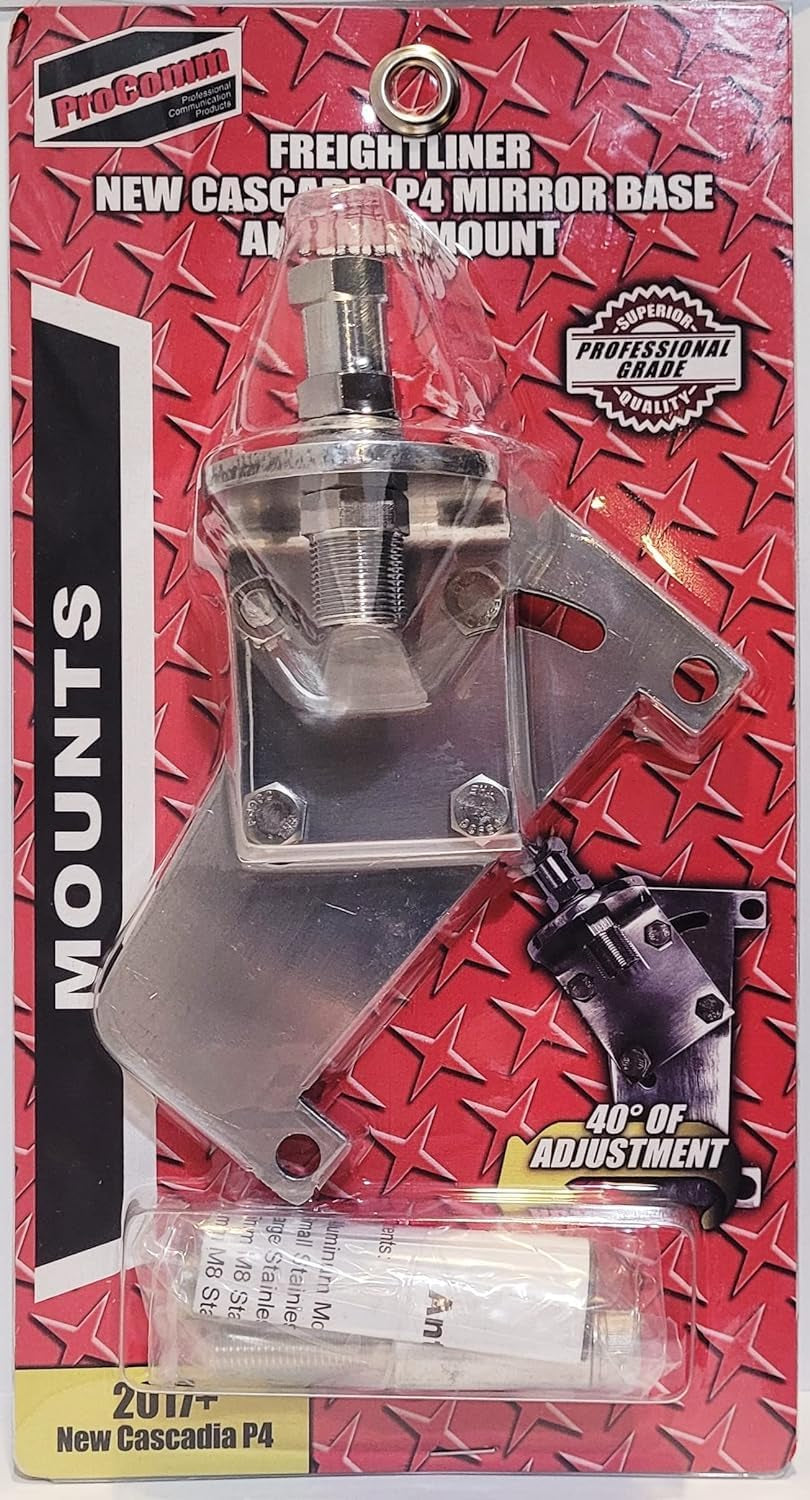 PC-A55-02 Freightliner New Cascadia P4 Mirror Base Antenna Mount, Adjustable Forward Angle Design Reduces Reflections from the Cab for Optimal Performance from All Antenna Styles