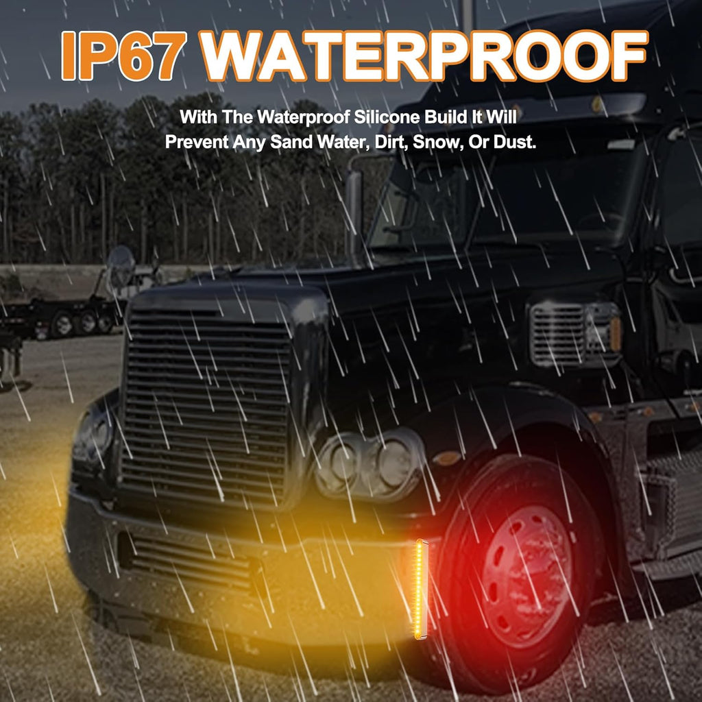 2Pcs 12" Red/Amber LED Combo Double Face Truck Semi Trailer Light Bars 20LED Waterproof with Double Studs Sealed Truck Trailer Led Pedestal Turn Signal Stop Tail Marker Clearance Lights 12V