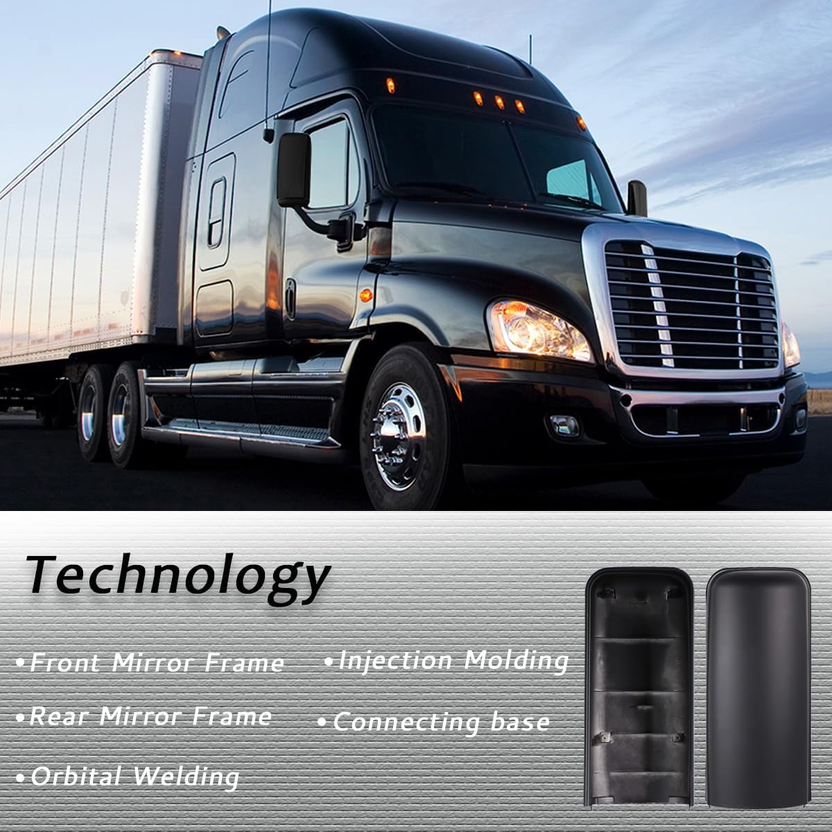 Left of Truck Mirror Covers Black Housing Door Rearview Door Side Mirror Covers for 2008-2017 for Freightliner Cascadia