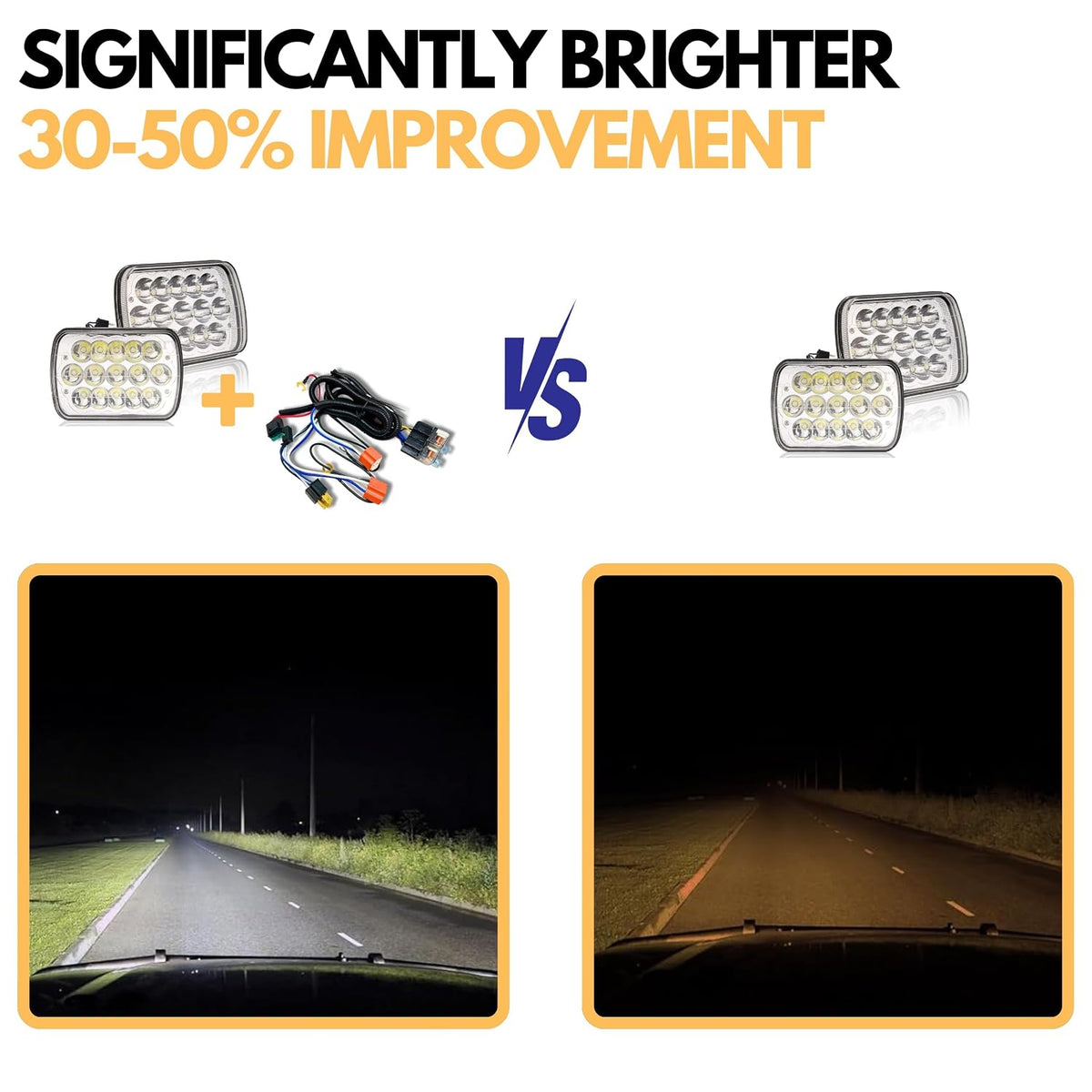 [] 2-Headlight H4 Headlamp Light Bulb Ceramic Socket Plugs Relay Wiring Harness Kit