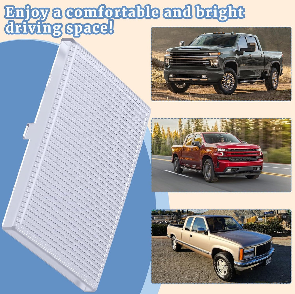 Interior Dome Center Reading Light Lamp Cover Clear Lens Fit for 1988-1998 Chevrolet K1500 K2500 K3500 C1500 C2500 C3500 C3500HD and Suburban Series GMC Pickup Trucks Roof Light Cover Replacement