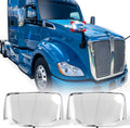 Chrome Hood Mirror Covers for Kenworth T680 / Peterbilt 579 587, Driver & Passenger Side (A Pair)