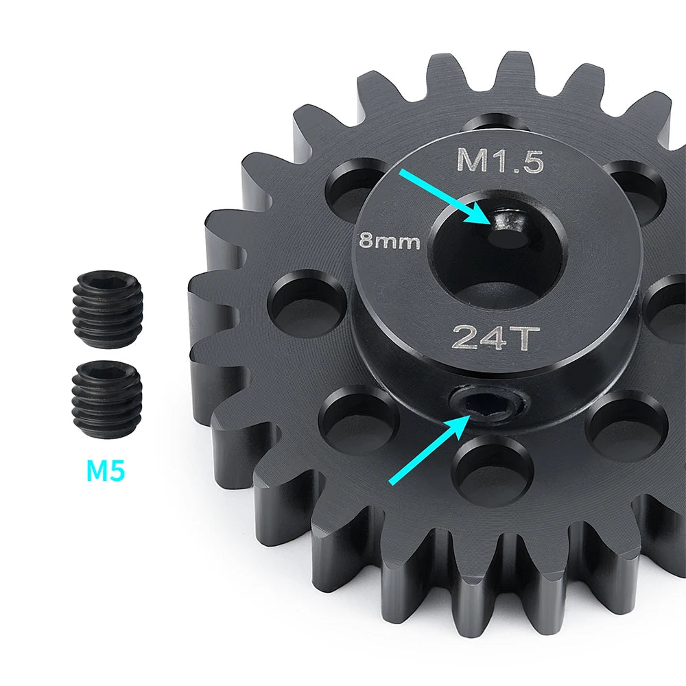1Pcs M1.5 Steel Motor Gears Pinion 8MM 24T 25T 26T 27T 30T for 1/5 X-MAXX, 1/10 E-REVO RC Buggy Truck Parts