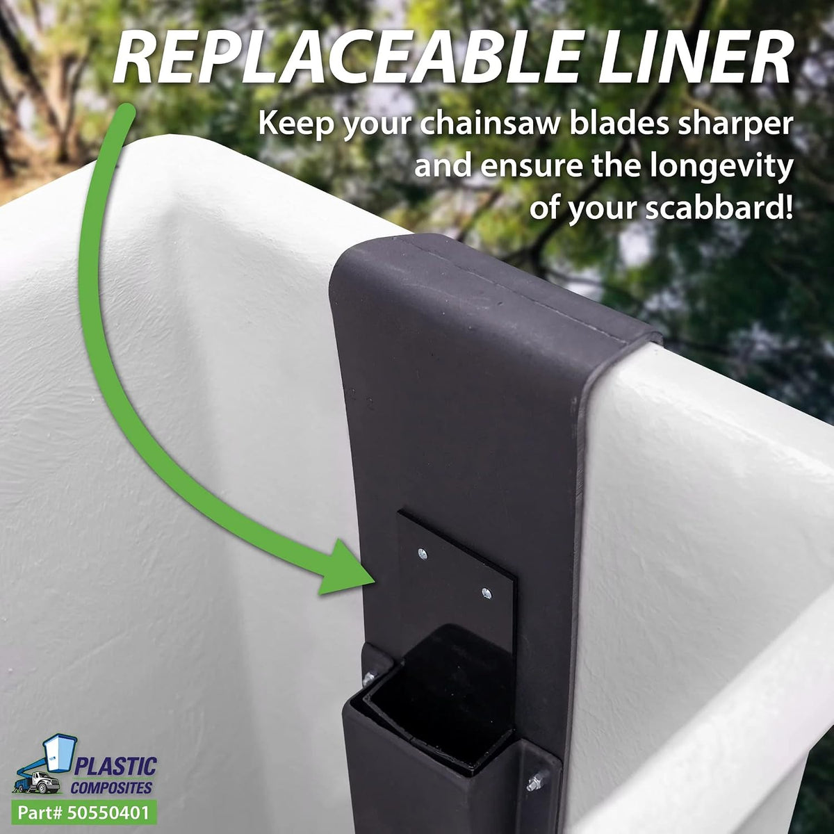 Chainsaw Scabbard - Plastic - Bucket Mounted (Inside Mount ONLY) (Lined) Bucket Truck Parts Built-In Mount, Plastic Scabbard for Mounting Only on the inside of Your Bucket