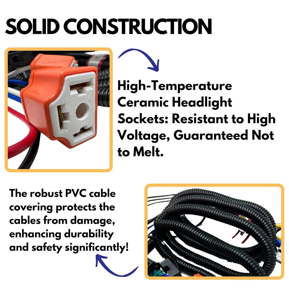[] 2-Headlight H4 Headlamp Light Bulb Ceramic Socket Plugs Relay Wiring Harness Kit