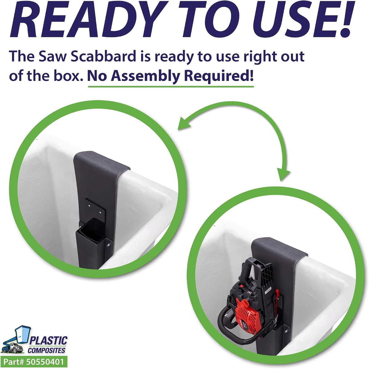 Chainsaw Scabbard - Plastic - Bucket Mounted (Inside Mount ONLY) (Lined) Bucket Truck Parts Built-In Mount, Plastic Scabbard for Mounting Only on the inside of Your Bucket