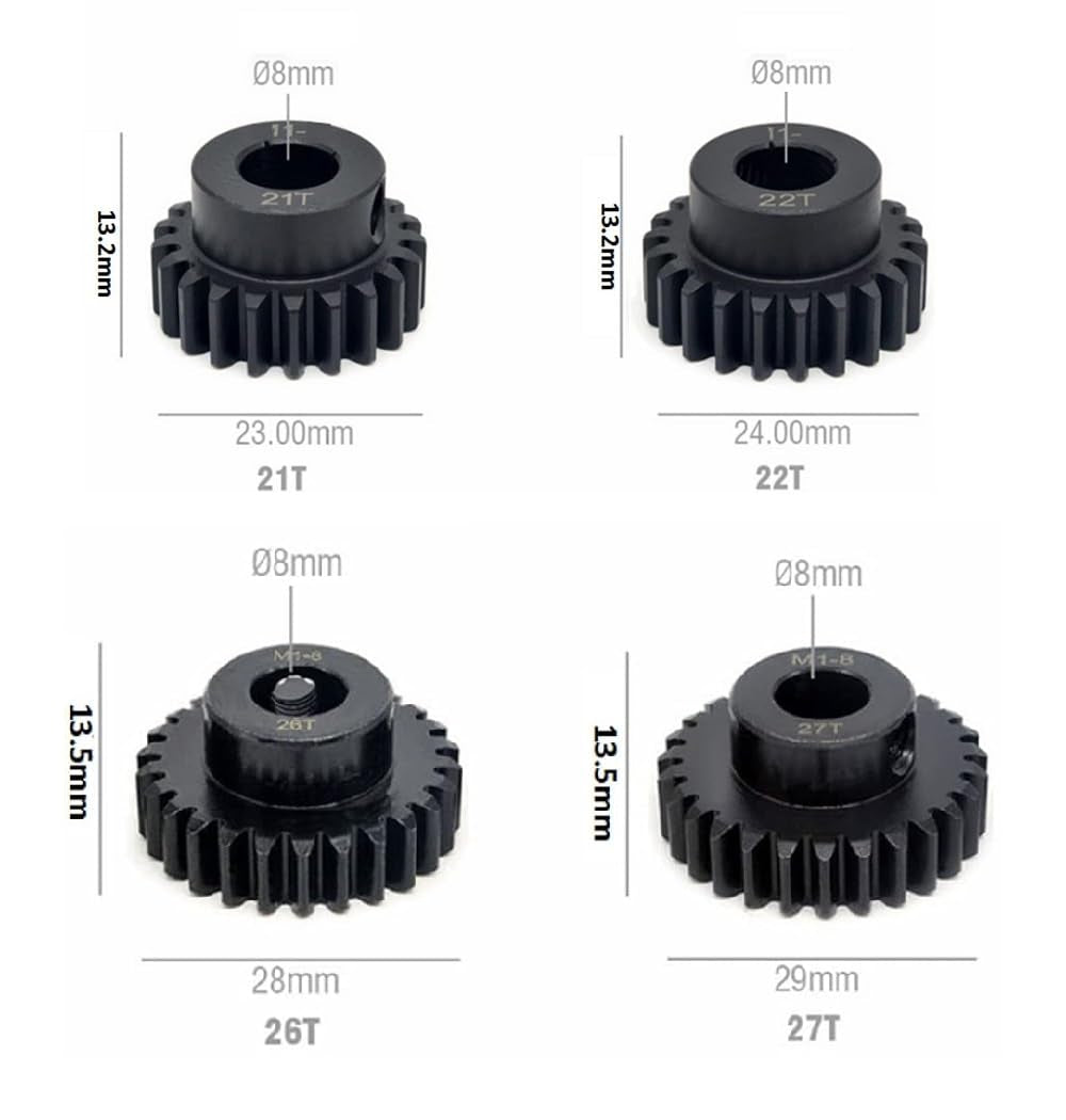 M1 Steel Motor Gears Pinion 8MM 21T 22T 26T 27T for 1/5 X-MAXX RC Model Car Buggy Truck Parts