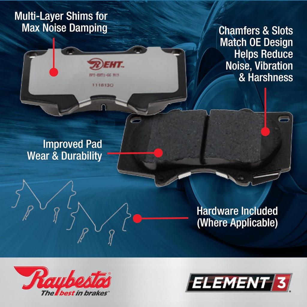 Premium  Element3 EHT™ Replacement Front Brake Pad Set for Select ’07-‘09/’12-’14 Ford Edge and ’07-‘09/’11-’15 Lincoln MKX Model Years (EHT1258AH)