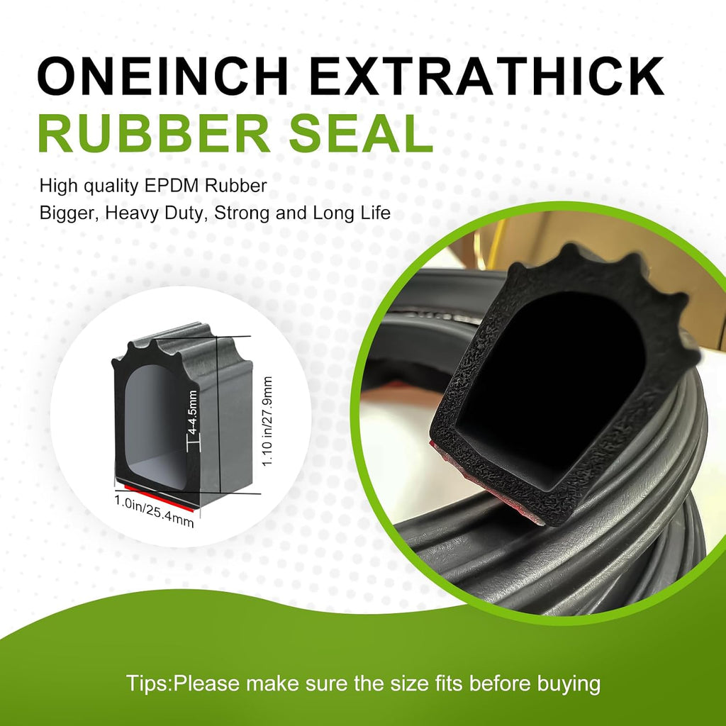 D Shaped Weather Stripping Door Seal, 1" RV Slide Out Seal Self-Adhesive EPDM Rubber, Heavy Duty Rubber Door Seal Weather Stripping for RV, Truck, Boat, Car, Accessories(13 Feet)