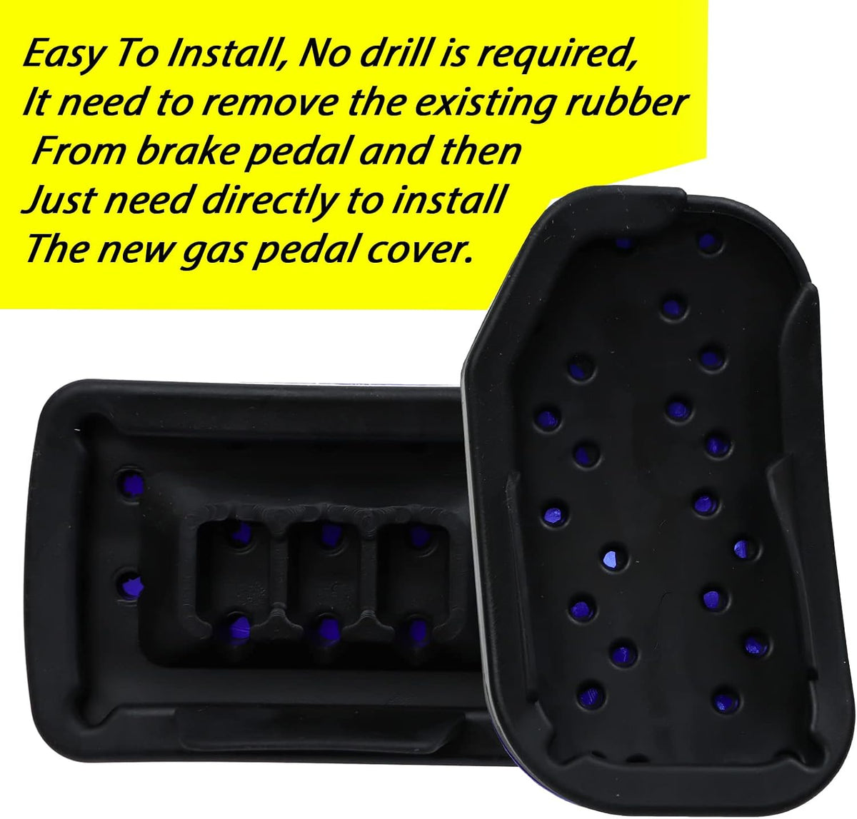 Anti-Slip No Drill Aluminum Brake Gas Pedal Pads Covers Accelerator Pedal Pads Covers Trim Compatible with Ford F150 Truck 2015 2016 2017 2018 2019 2020 Accessories(Blue)