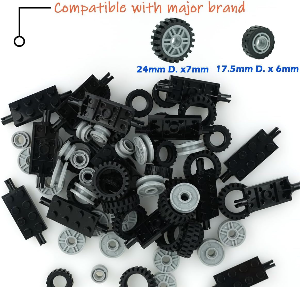 City Wheels and Axles Set Building Block Tires Car Parts Brick Accessories