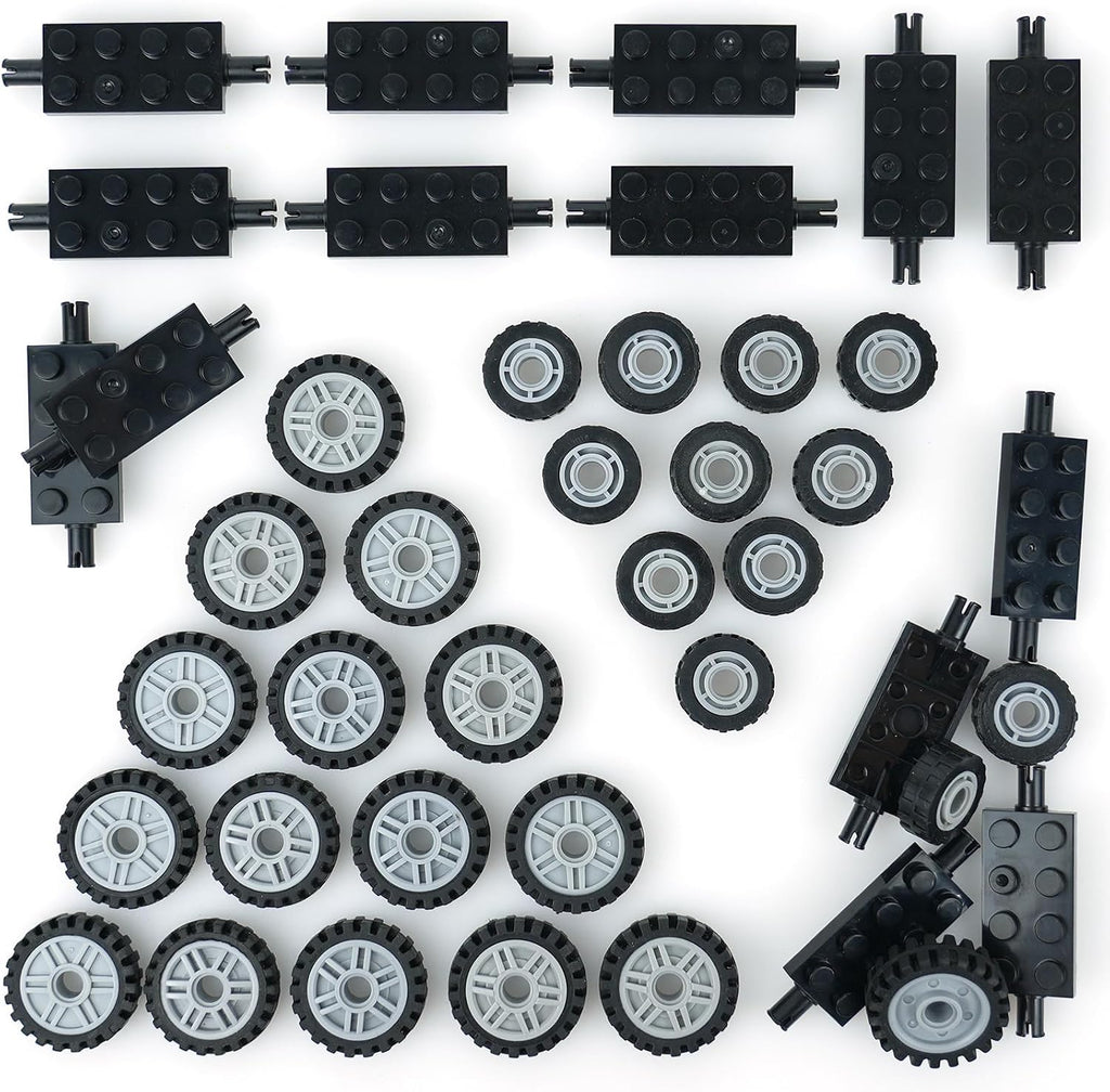 City Wheels and Axles Set Building Block Tires Car Parts Brick Accessories