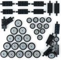 City Wheels and Axles Set Building Block Tires Car Parts Brick Accessories
