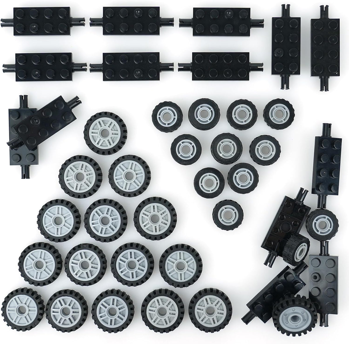 City Wheels and Axles Set Building Block Tires Car Parts Brick Accessories