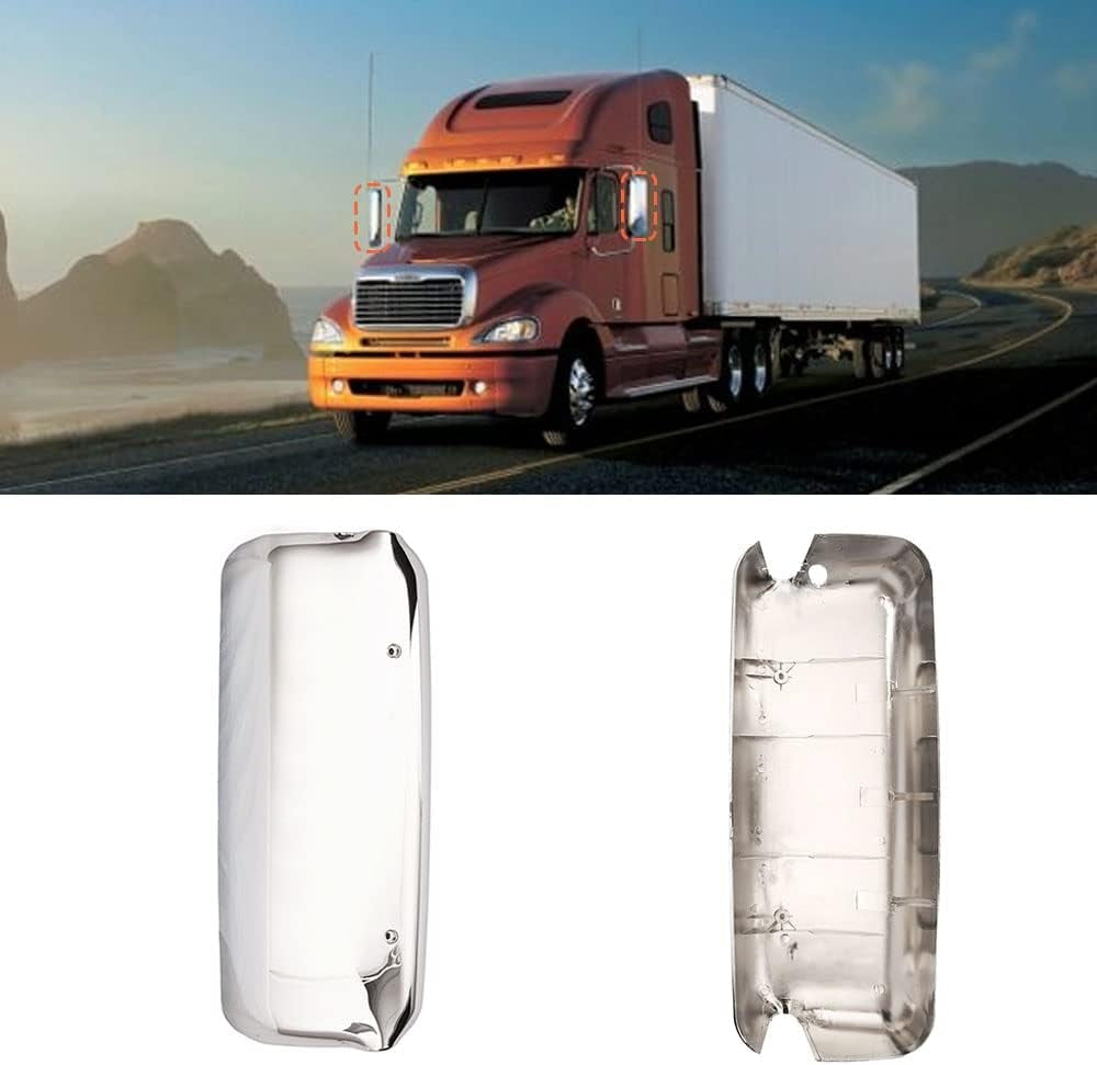 Chrome Door Mirror Covers Pair for Freightliner Columbia Trucks 2005-2015 (Driver and Passenger Side)