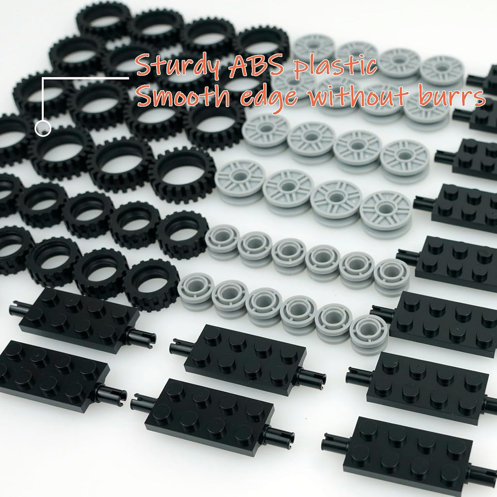 City Wheels and Axles Set Building Block Tires Car Parts Brick Accessories