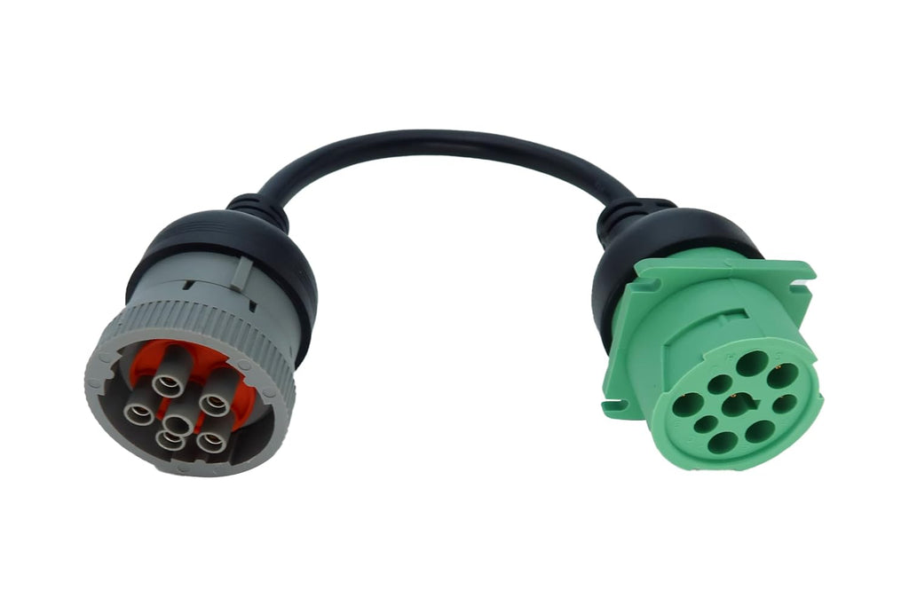6Pin J1708 to Type2 Green 9Pin J1939 Adapter Cable for Trucker and Car 1Ft/30Cm