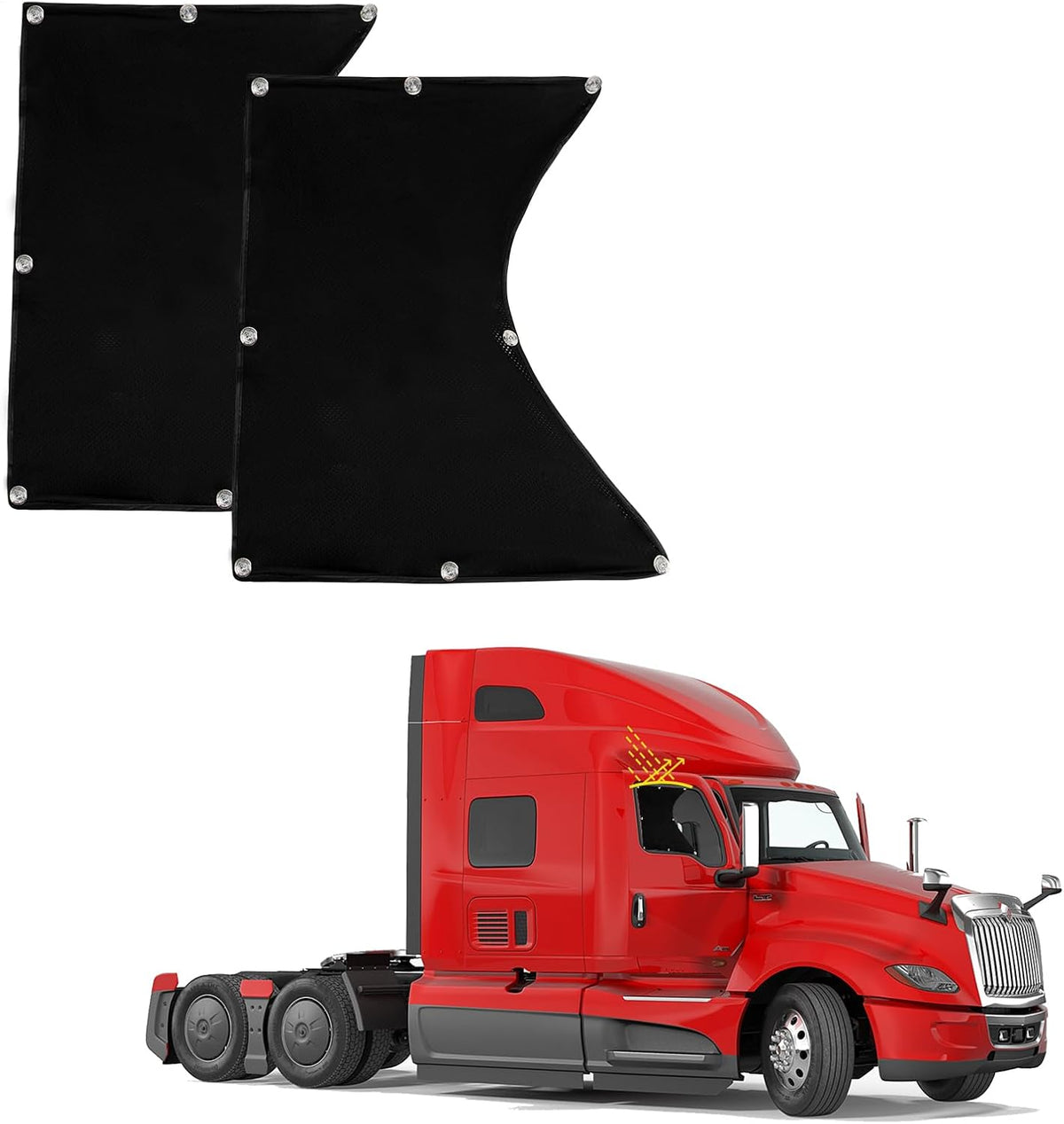 Thick Side Window Sunshade for Semi-Truck Fit for Freightliner Volvo VNL International Trucks Adjustable Shape UV Block Sunshade