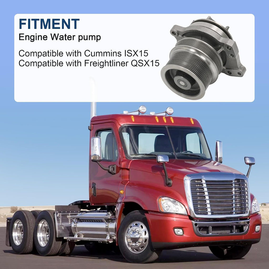 Water Pump 3684450 3683651 4386576 Replacement for Cummins ISX15 Replacement for Freightliner QSX15 (Peterbilt Freightliner Cascadia)