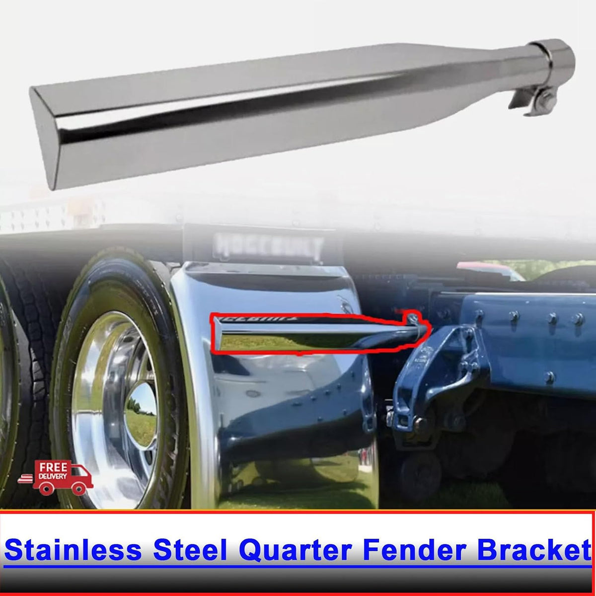 Triangle 304 Stainless Steel Quarter Fender Bracket W/Mounting Kit for Peterbilt Kenworth Freightliner,For Quarter, Single Axle, Half Tandem, and Full Tandem Fenders