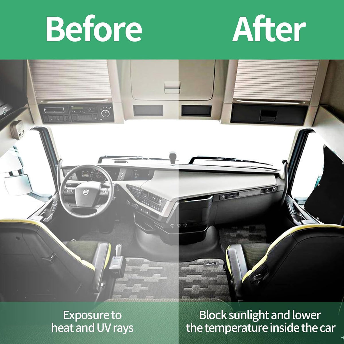 Thick Side Window Sunshade for Semi-Truck Fit for Freightliner Volvo VNL International Trucks Adjustable Shape UV Block Sunshade