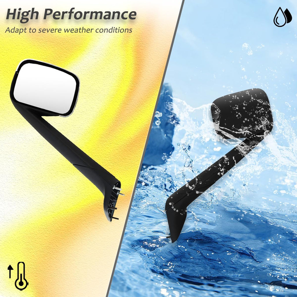 Door Mirror for FREIGHTLINER CASCADIA, Heated Door Mirror Assembly for FREIGHTLINER CASCADIA 2018+ (Painting (Black), Right)