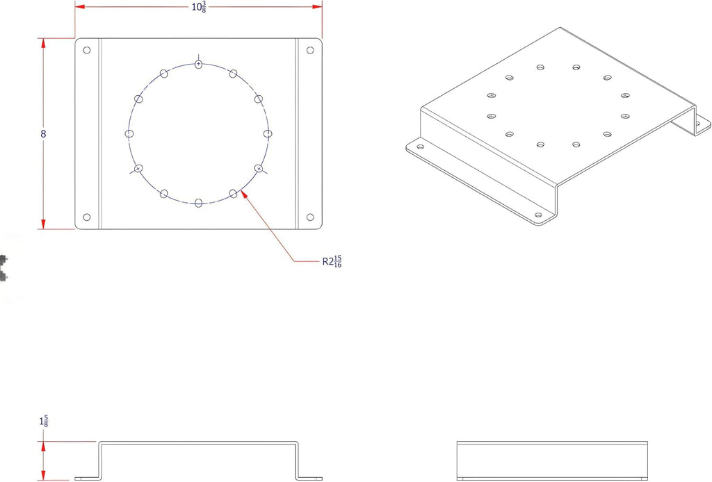 Universal Beacon Light Mounting Bracket with Low Profile Height, Satelite Style, Stainless Steel - G477