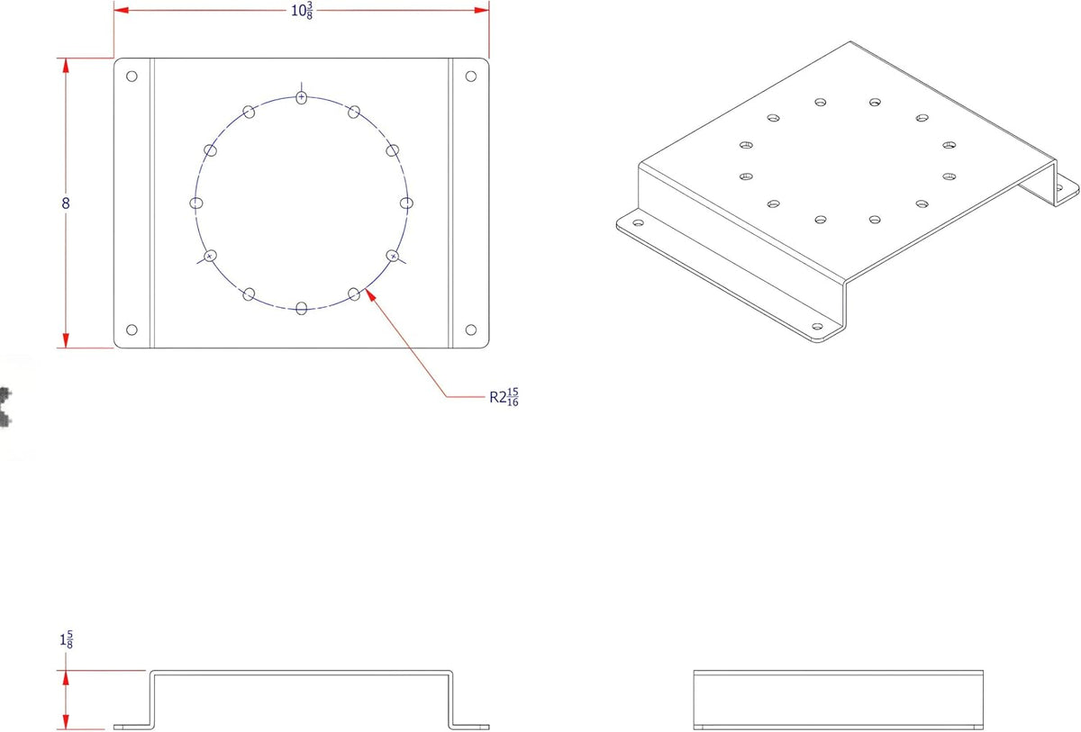 Universal Beacon Light Mounting Bracket with Low Profile Height, Satelite Style, Stainless Steel - G477