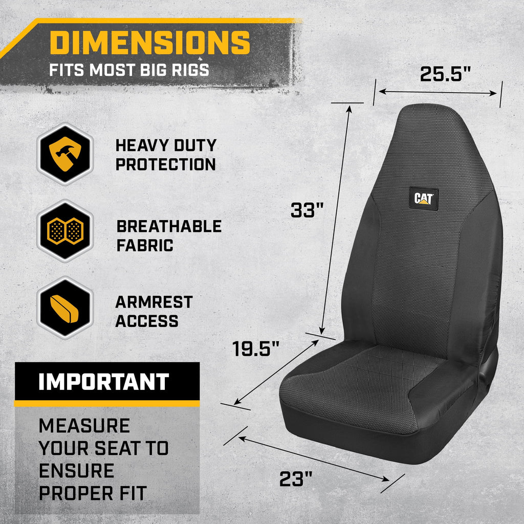 CAT™ Semi Truck Seat Covers – Heavy Duty Interior Accessories for Big Rigs, 18 Wheelers, & Semis – Breathable Mesh Universal Fit Truck Accessories for Semi Trucks – Best Accessories for Long Haul Tru