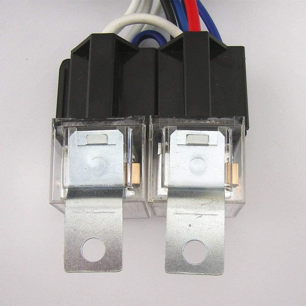 [] 2-Headlight H4 Headlamp Light Bulb Ceramic Socket Plugs Relay Wiring Harness Kit