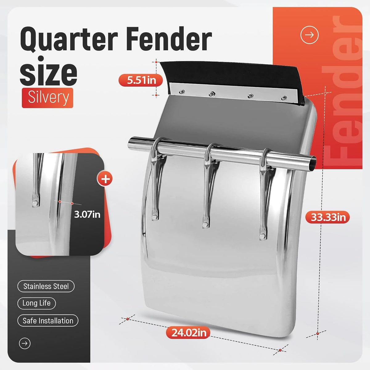 33"X24" Upgrade Quarter Fenders Compatible with Freightliner