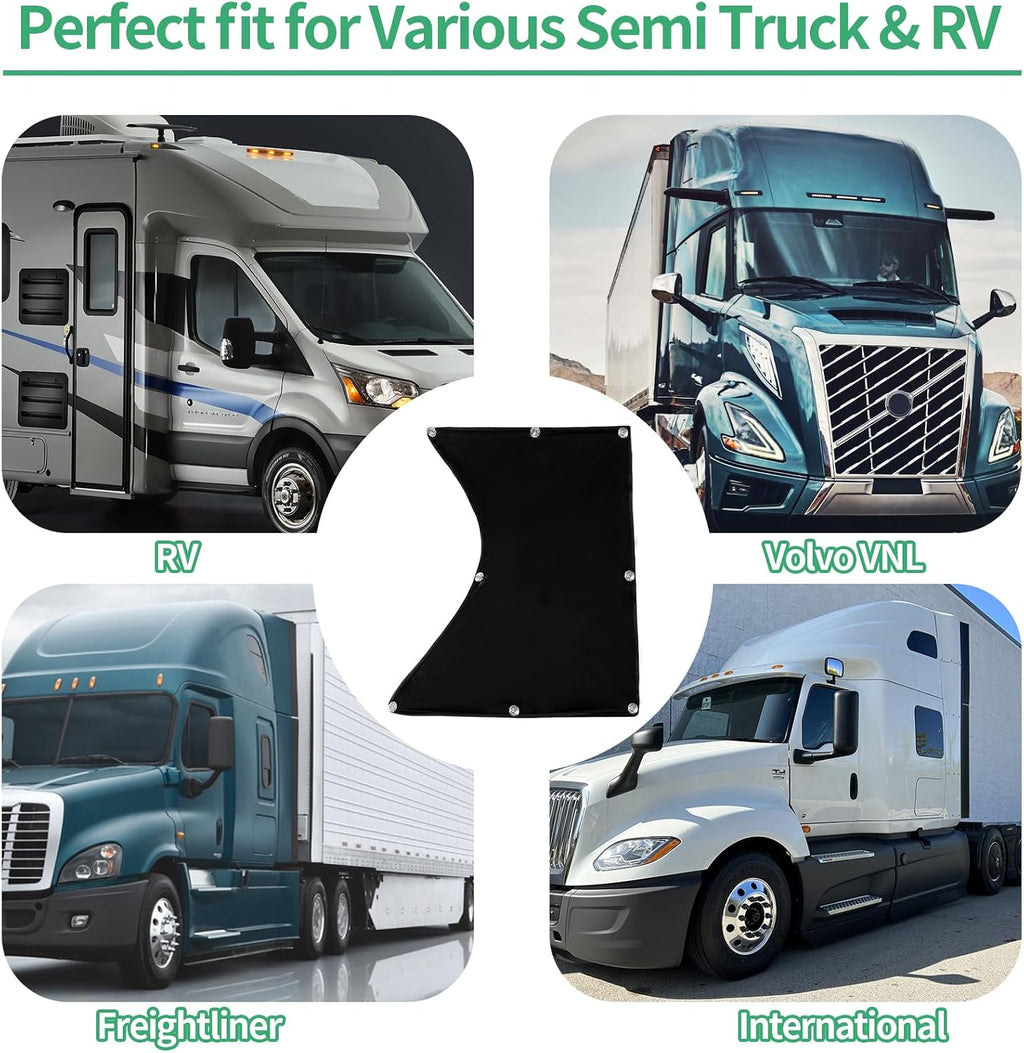 Thick Side Window Sunshade for Semi-Truck Fit for Freightliner Volvo VNL International Trucks Adjustable Shape UV Block Sunshade