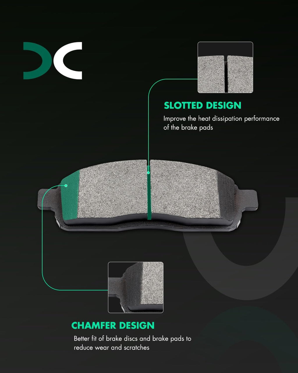 Semi-Metal Brake Pads, 4Pcs Front Brake Pads Brakes Kits