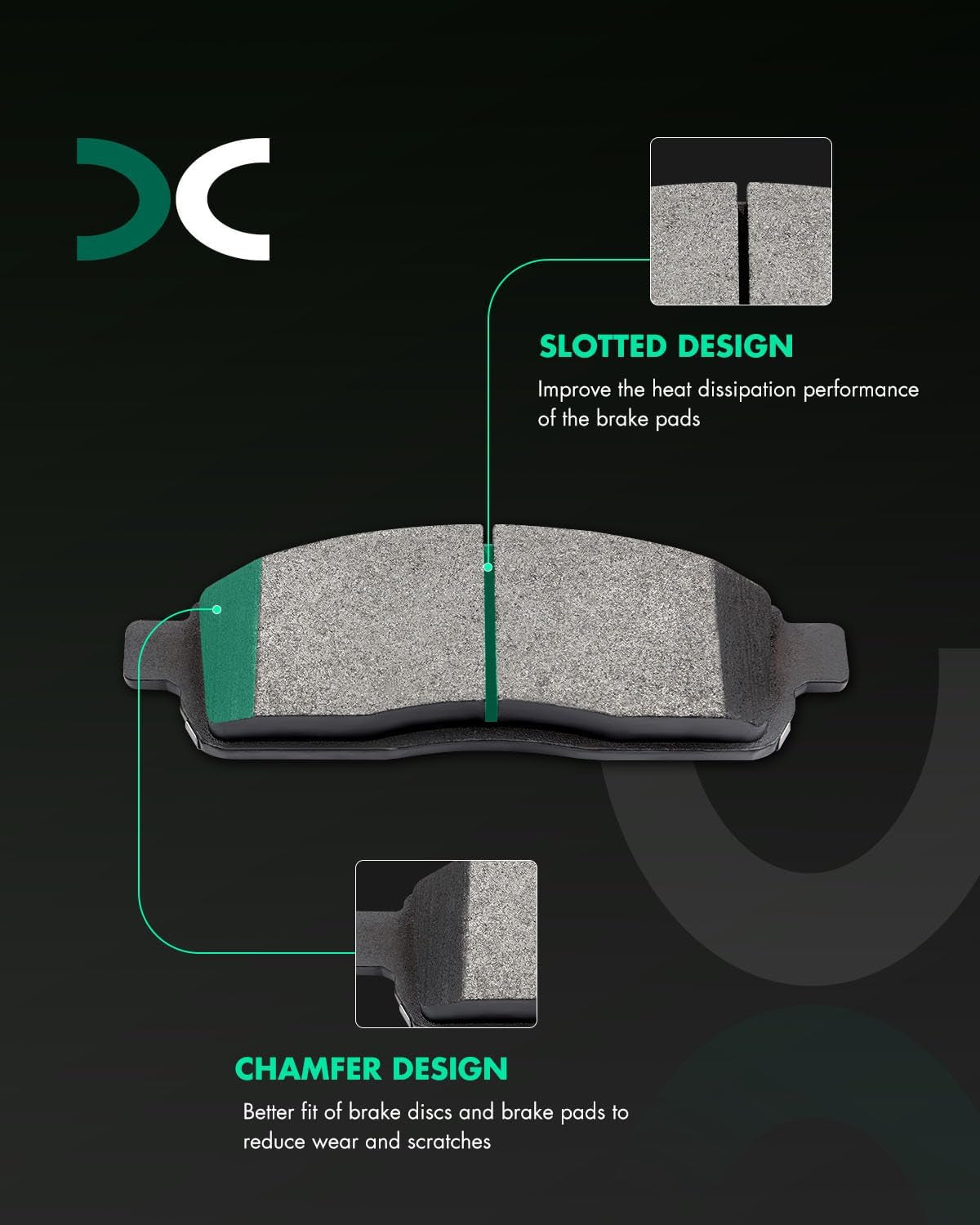 Semi-Metal Brake Pads, 4Pcs Front Brake Pads Brakes Kits