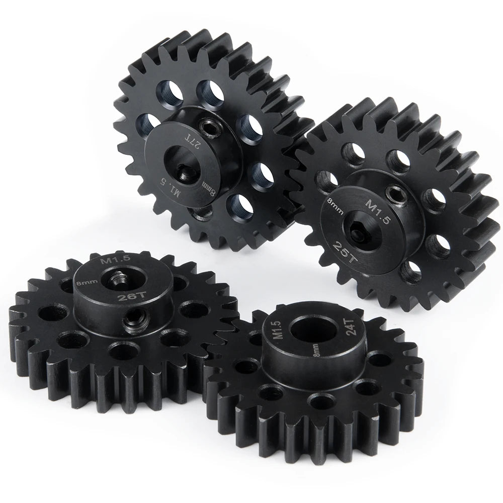 1Pcs M1.5 Steel Motor Gears Pinion 8MM 24T 25T 26T 27T 30T for 1/5 X-MAXX, 1/10 E-REVO RC Buggy Truck Parts