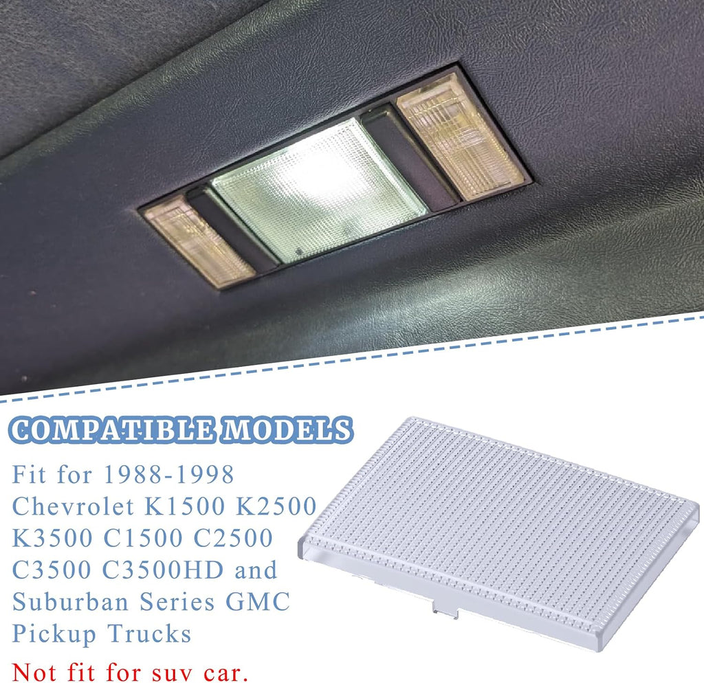 Interior Dome Center Reading Light Lamp Cover Clear Lens Fit for 1988-1998 Chevrolet K1500 K2500 K3500 C1500 C2500 C3500 C3500HD and Suburban Series GMC Pickup Trucks Roof Light Cover Replacement