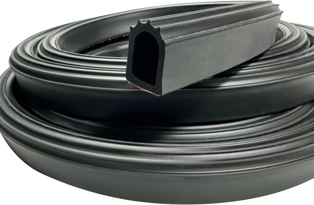 D Shaped Weather Stripping Door Seal, 1" RV Slide Out Seal Self-Adhesive EPDM Rubber, Heavy Duty Rubber Door Seal Weather Stripping for RV, Truck, Boat, Car, Accessories(13 Feet)