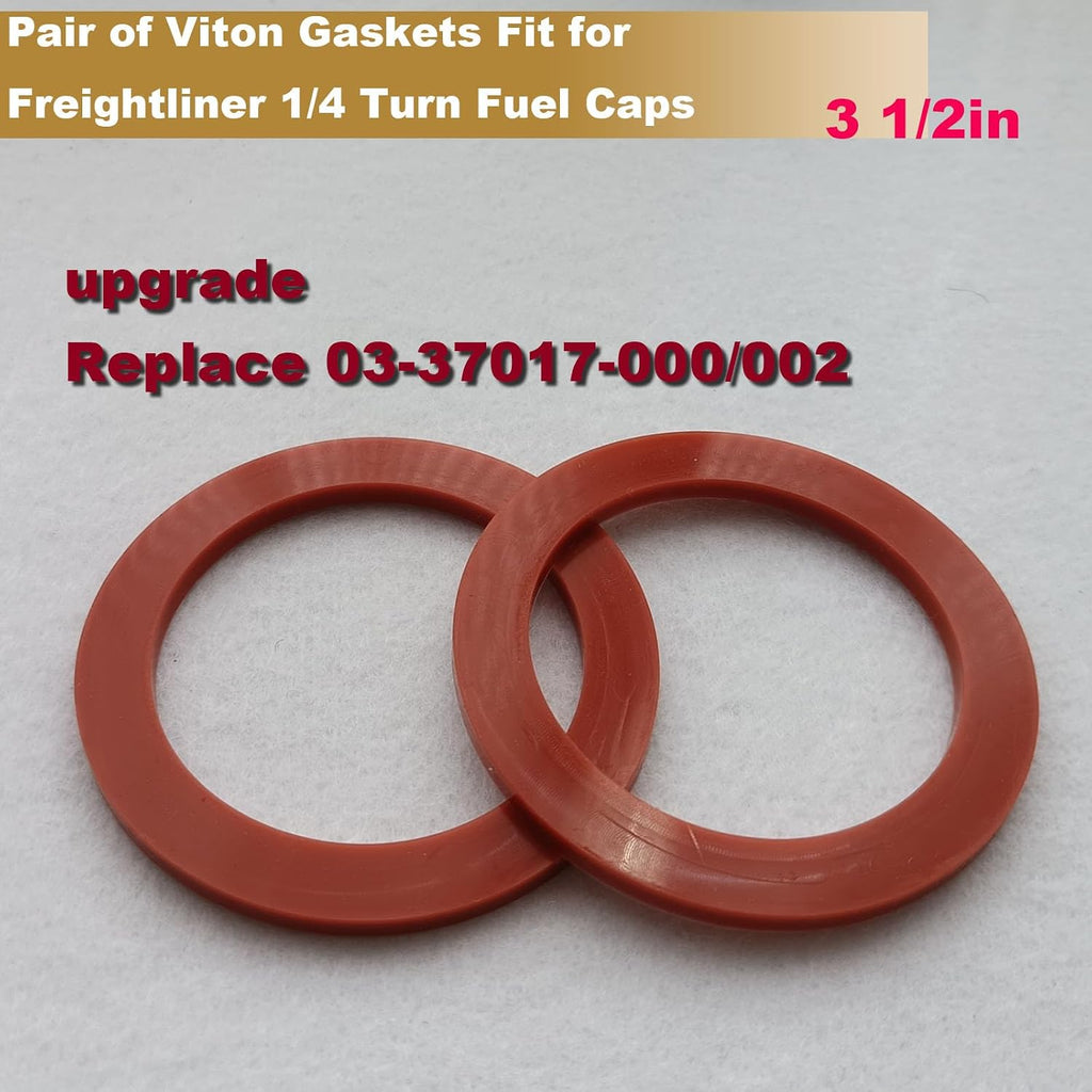 Upgrade Pair of Viton Gaskets Fit for Freightliner 1/4 Turn Fuel Caps, 2Pcs Fuel Tank Cap Gasket O-Rings