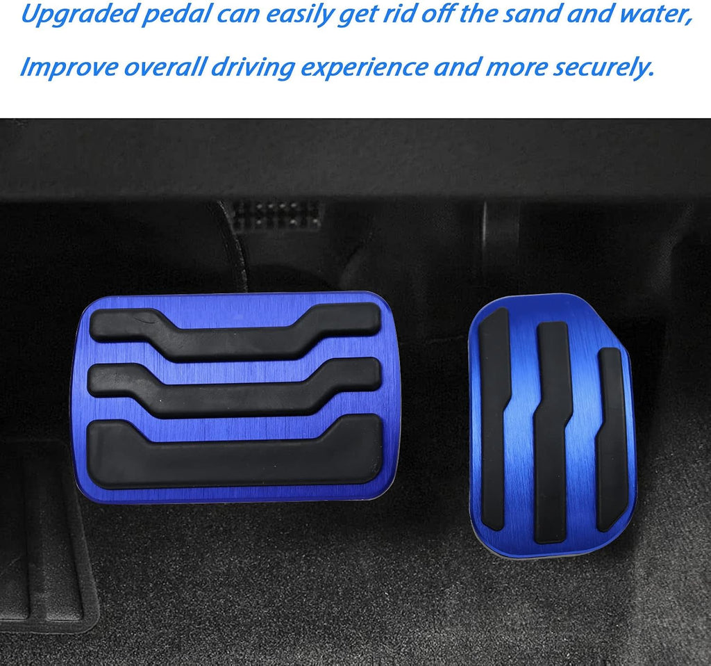 Anti-Slip No Drill Aluminum Brake Gas Pedal Pads Covers Accelerator Pedal Pads Covers Trim Compatible with Ford F150 Truck 2015 2016 2017 2018 2019 2020 Accessories(Blue)