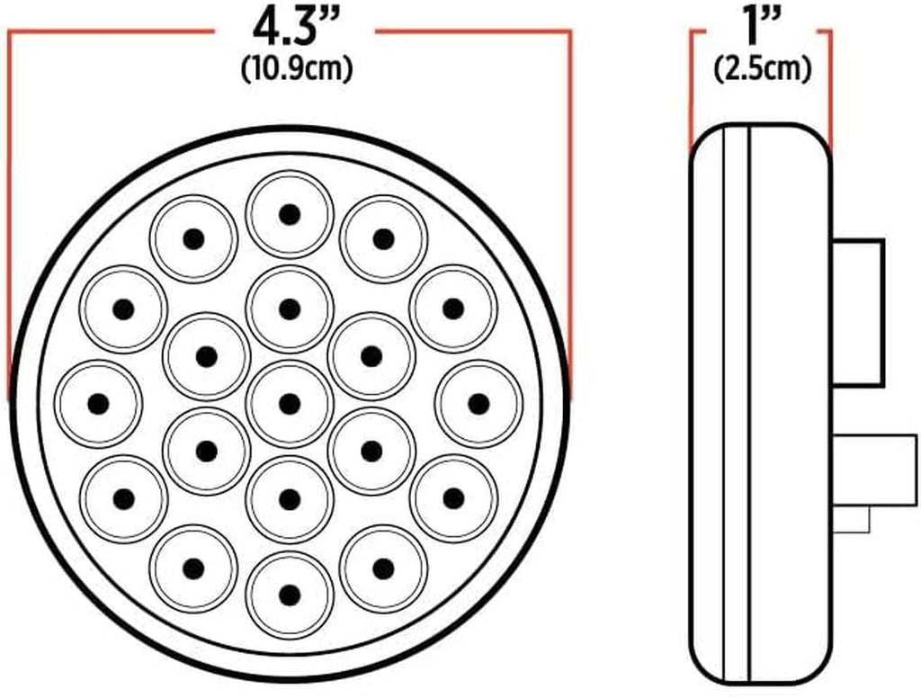 Dual Funtion 4" round Red Stop, Turn & Tail and White Back-Up LED Light