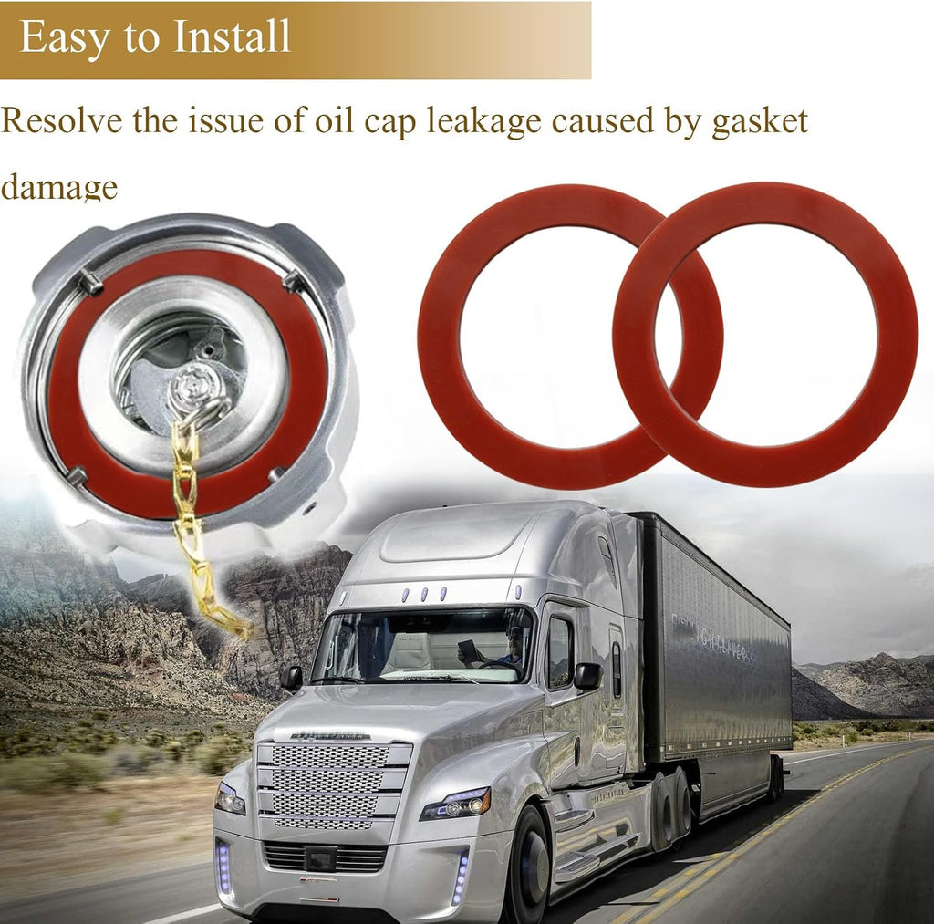 Upgrade Pair of Viton Gaskets Fit for Freightliner 1/4 Turn Fuel Caps, 2Pcs Fuel Tank Cap Gasket O-Rings