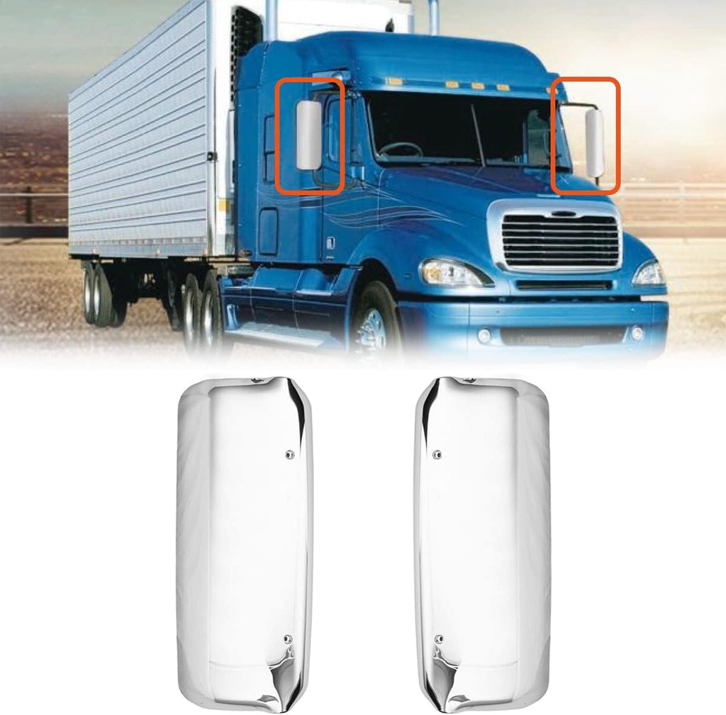 Chrome Door Mirror Covers Pair for Freightliner Columbia Trucks 2005-2015 (Driver and Passenger Side)