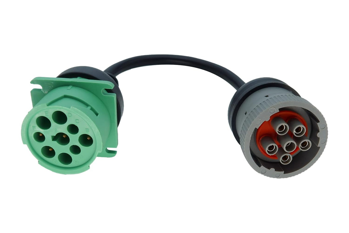 6Pin J1708 to Type2 Green 9Pin J1939 Adapter Cable for Trucker and Car 1Ft/30Cm