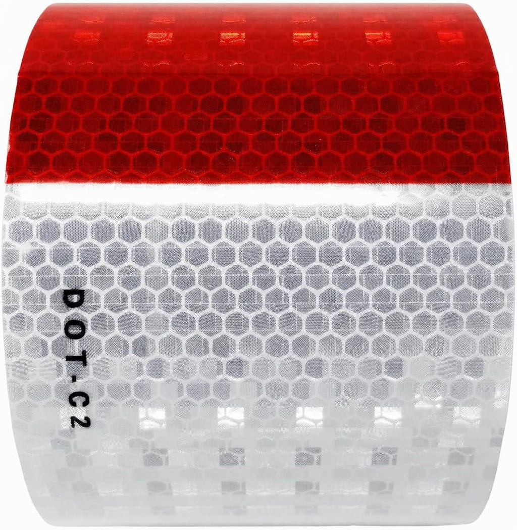 Conspicuity Tape DOT-C2 Approved Reflective Truck Trailer Red White (3 in X 12 FT)