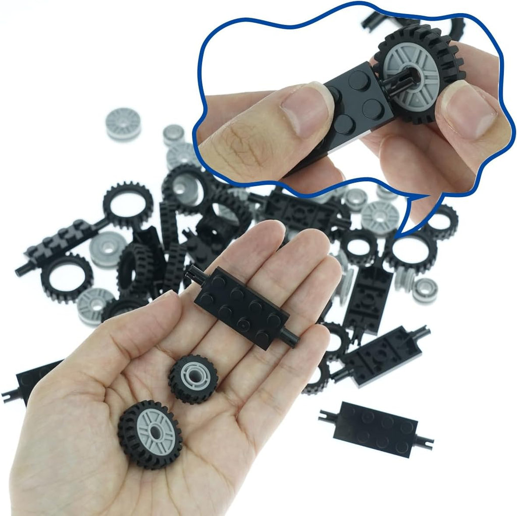 City Wheels and Axles Set Building Block Tires Car Parts Brick Accessories