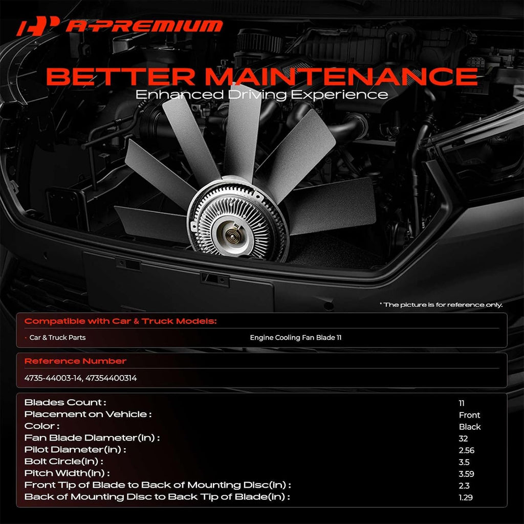 Engine Radiator Cooling Fan Blade Compatible with Car and Truck