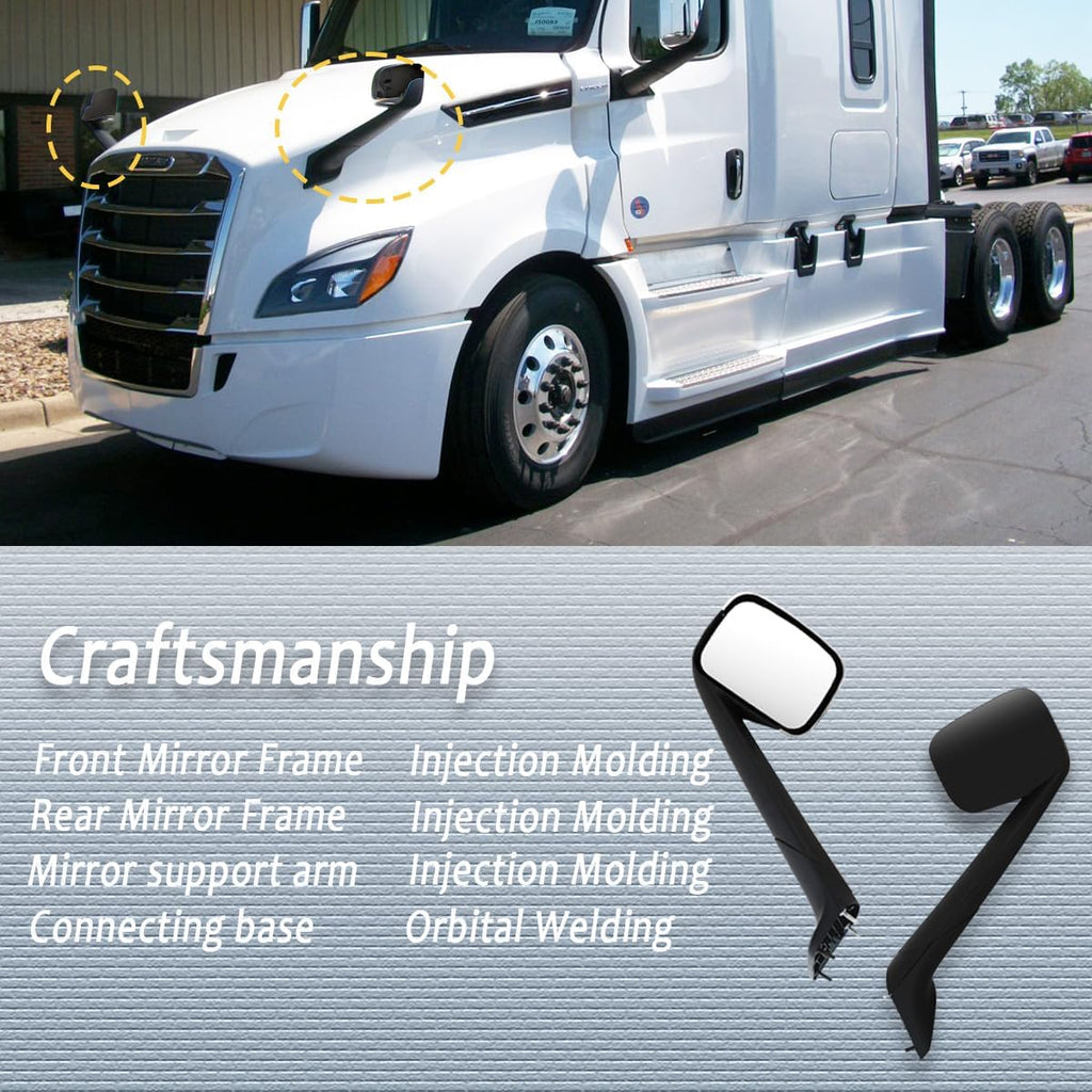 Door Mirror for FREIGHTLINER CASCADIA, Heated Door Mirror Assembly for FREIGHTLINER CASCADIA 2018+ (Painting (Black), Right)