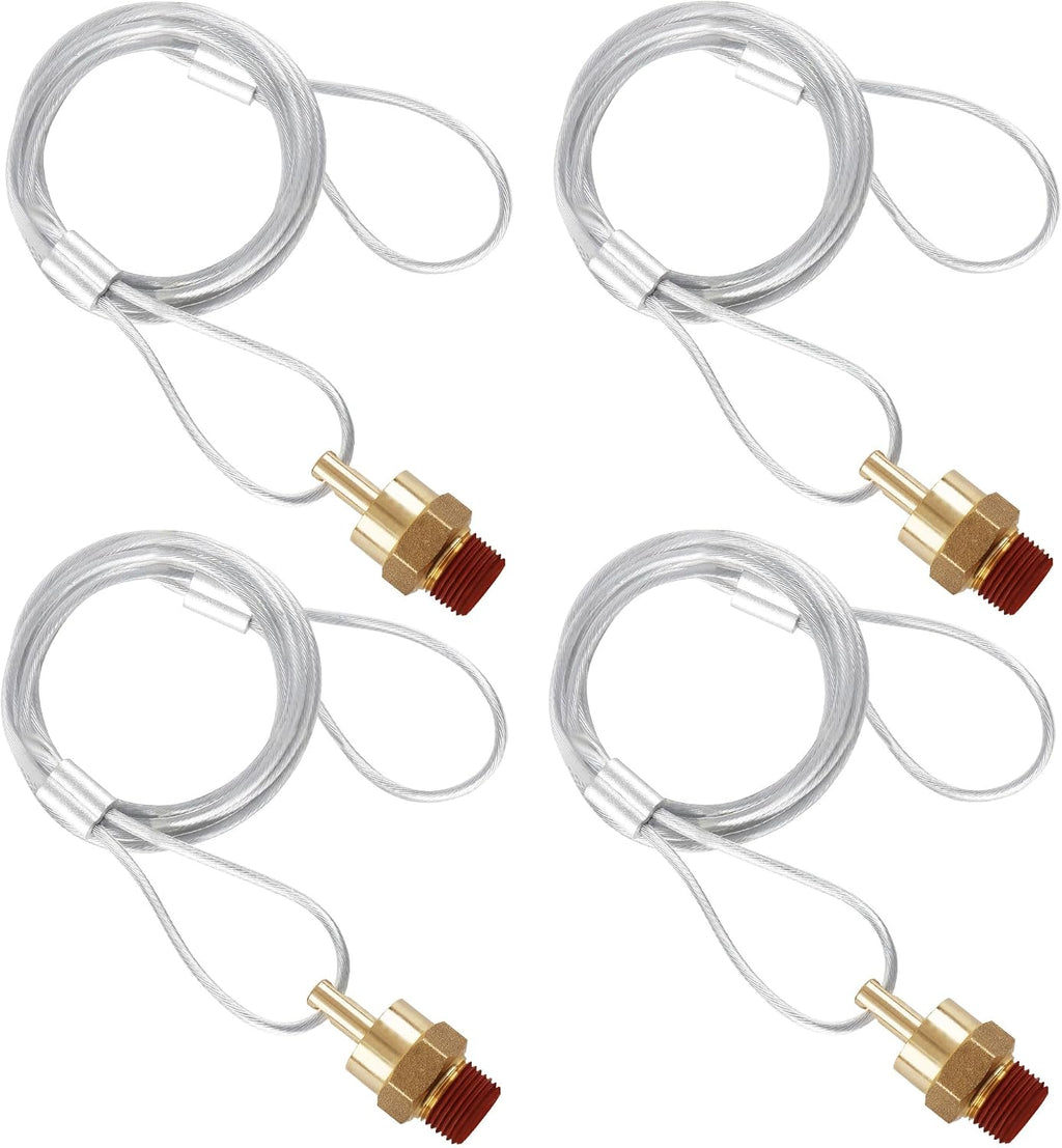 Brass 3/8" NPT Male Air Tank Drain Valve Plug with 60" Cable