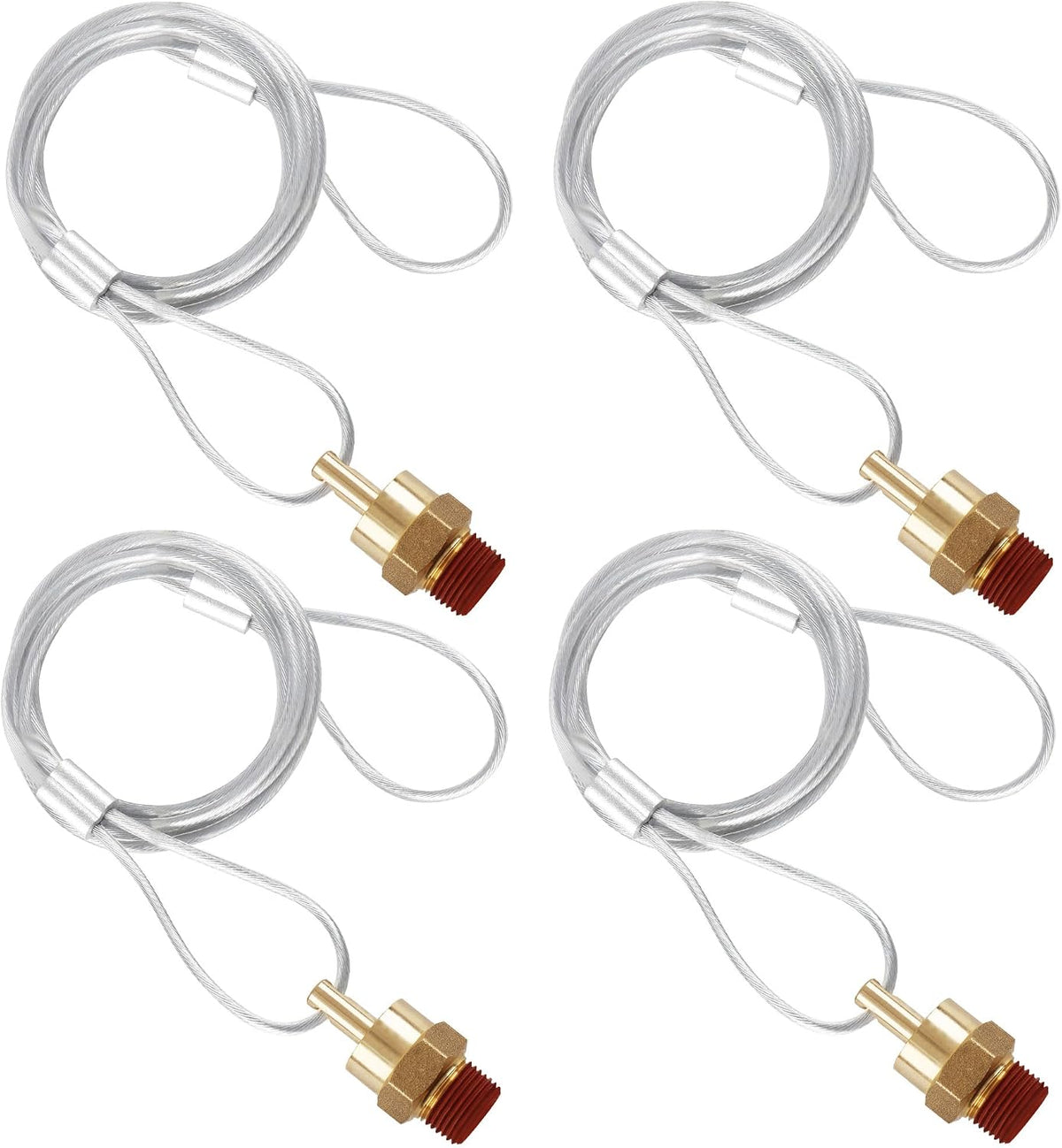 Brass 3/8" NPT Male Air Tank Drain Valve Plug with 60" Cable