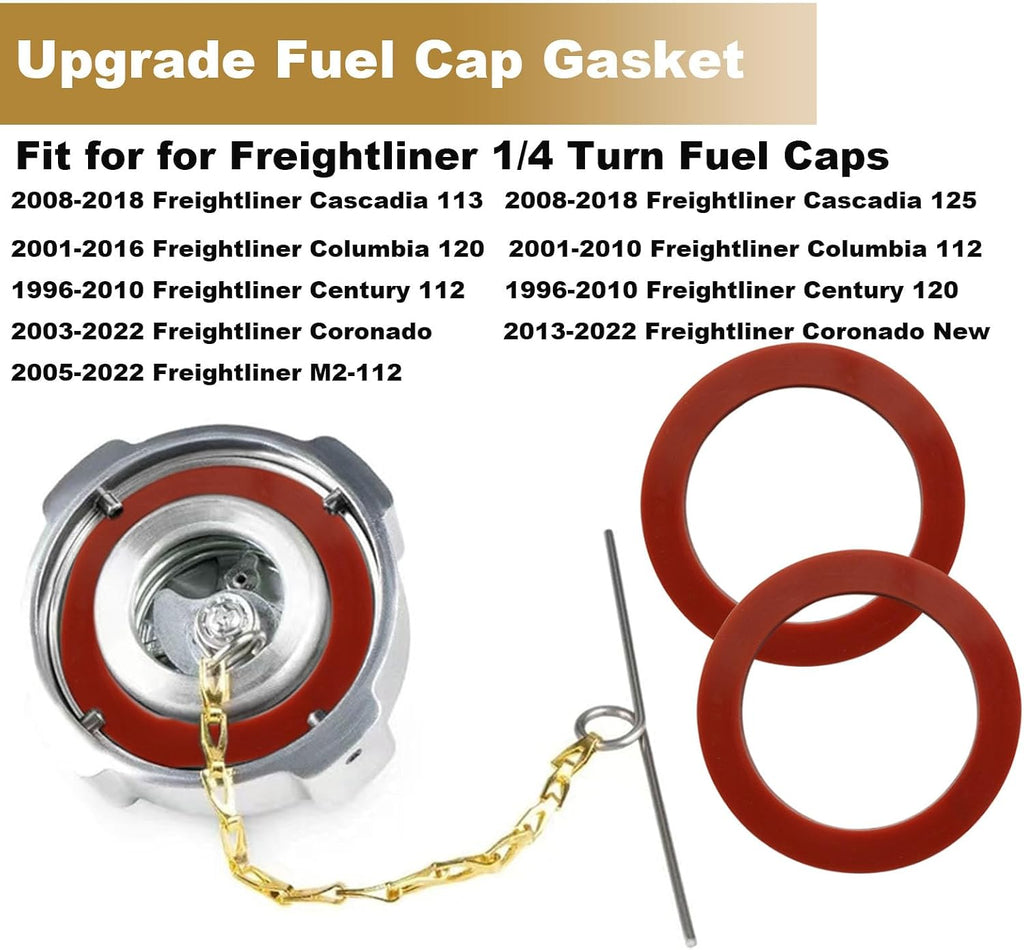 Upgrade Pair of Viton Gaskets Fit for Freightliner 1/4 Turn Fuel Caps, 2Pcs Fuel Tank Cap Gasket O-Rings